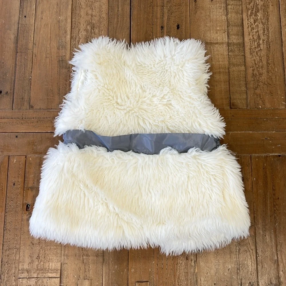 Janie and jack cream faux fur silver bow vest